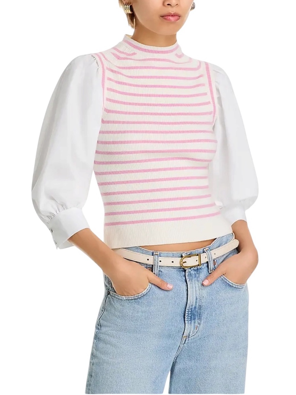 DEREK LAM 10 CROSBY Tirza Mixed Media Top